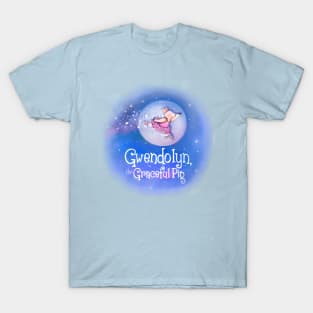 Gwendolyn the Graceful Pig in Blue T-Shirt